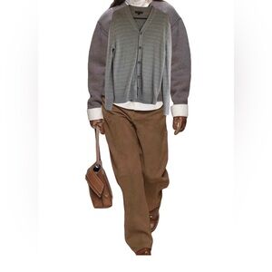 Express Men's Gray Stripes Sweater Cardigan Sz M Button Up  Academia Preppy NWOT